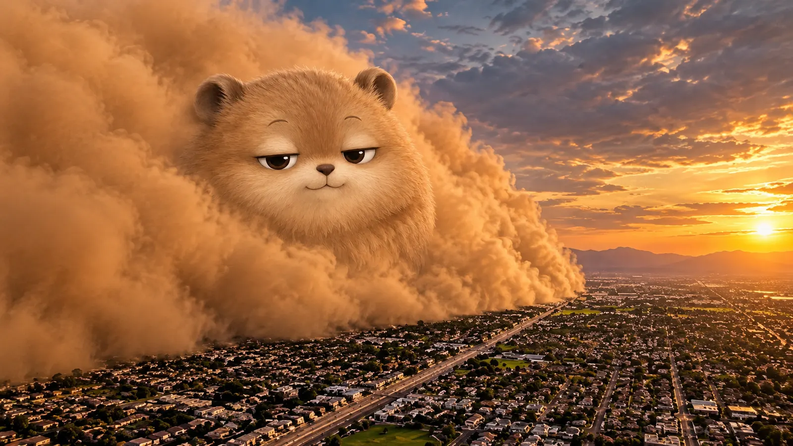 Giant Pika rising over Phoenix in a dust storm